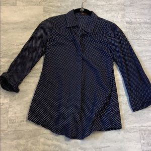 polka dot 3/4 length sleeve cotton button up